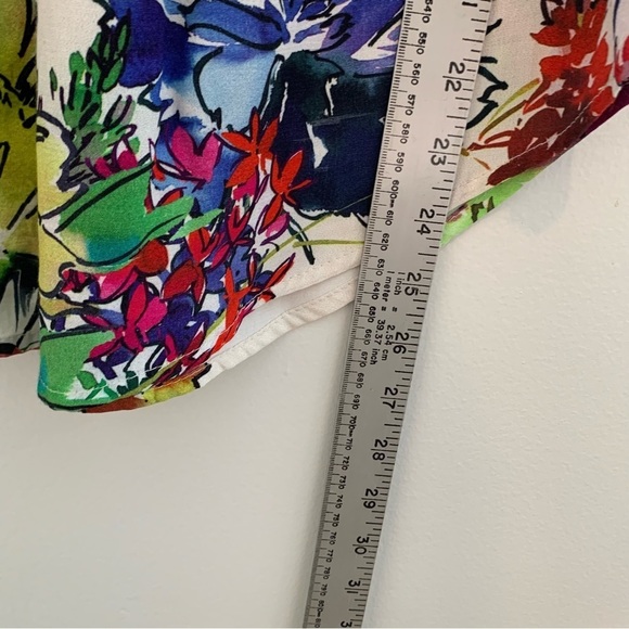 Karen Kane flowy multi color floral print smocked off‎ shoulder top. Size M - Picture 6 of 8